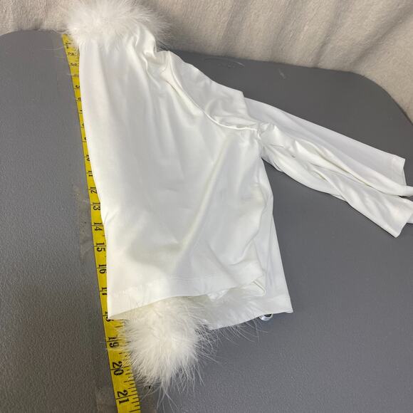 Calvin Klein Womens Genuine Feather Trim Cardigan Size L Angelcore Fairy Y2K - Picture 7 of 8